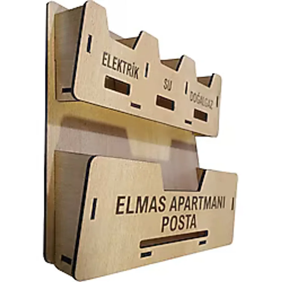 Isimli Apartman Ortak Fatura & Posta Kutusu Ahşap - 5mm Kalın
