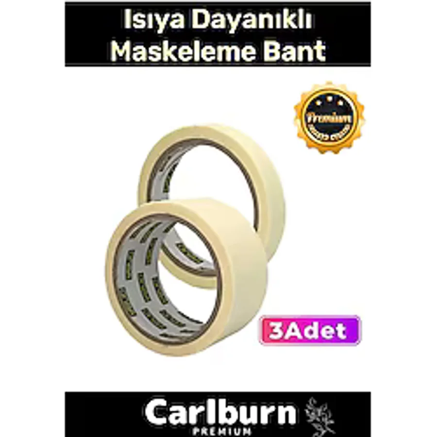 Isıya Dayanıklı Krep Kağıt Kolay Sökülebilen Kağıt 25mt Maskeleme Boya Badana Bandı - 3 Adet