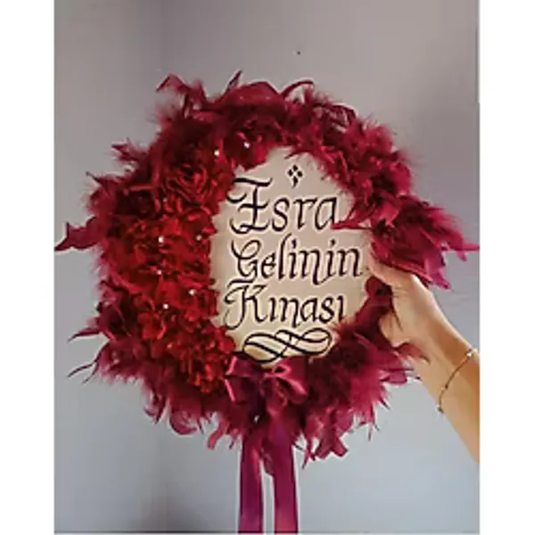 Isme Özel Kına Gelin Tefi Deri Tef Vurmalı Çalgı Def Kına Defi Otrişli Deri Tef