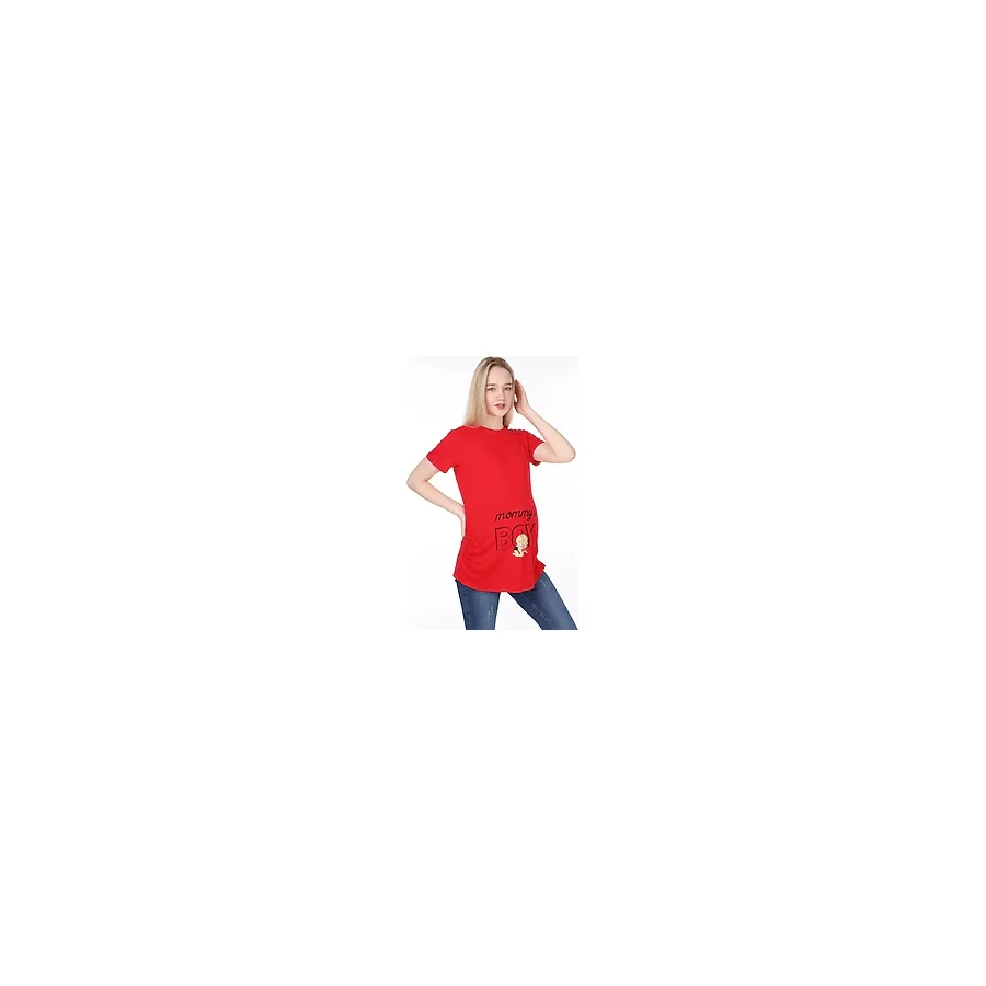 IŞŞIL 4476-Annesinin Oğlu Viskon Hamile Kısa Kol T-Shirt