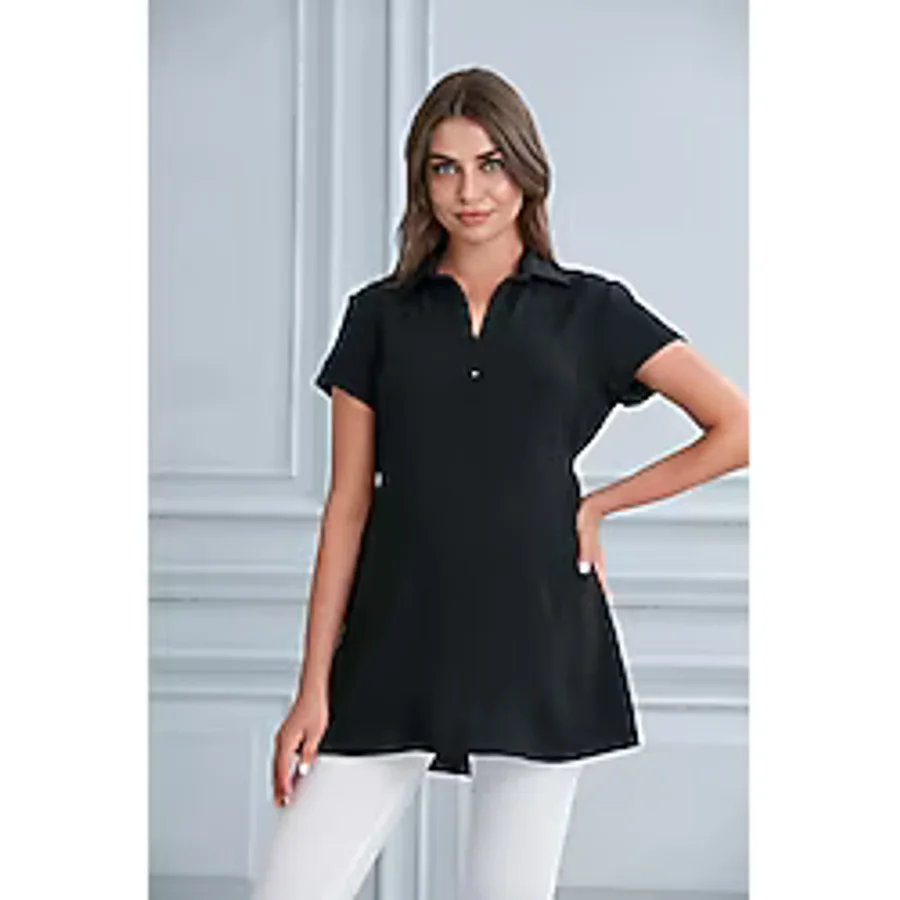 Işşıl 4528-Polo Yaka Emzirmeli Hamile Bluz-Tunik