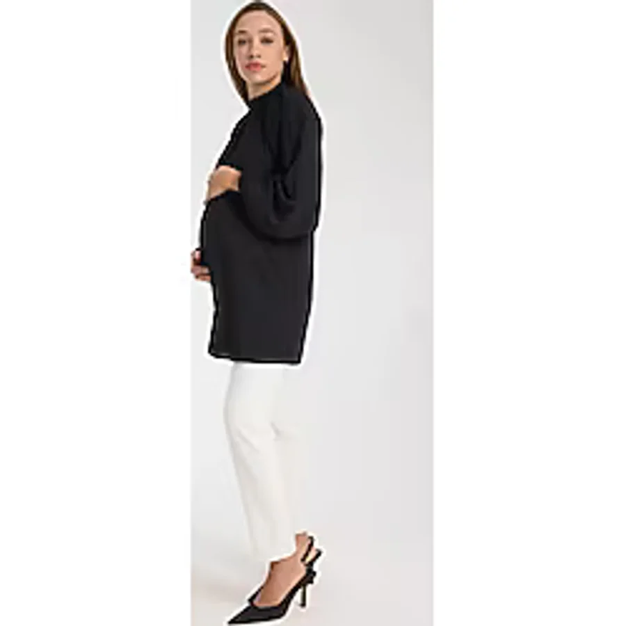 IŞŞIL 50850-Balon Kol OwerSize Hamile Crep Bluz-Tunik