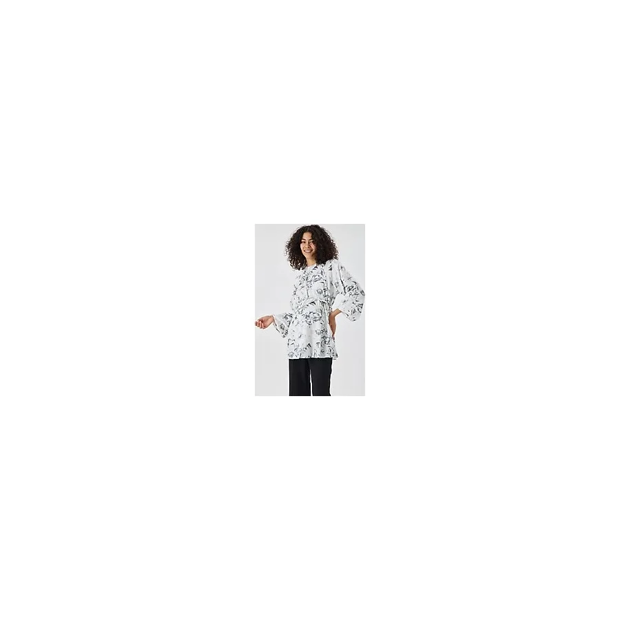 Işşıl 50905-Balon Kol Jakarlı Oversize Hamile Giyim Bluz-Tunik