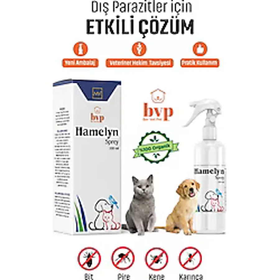 İstanbul Kimya Hamelyn Bit, Pire, Kene, Spreyi Köpek, Kedi, Kafes Kuşları 100 ml