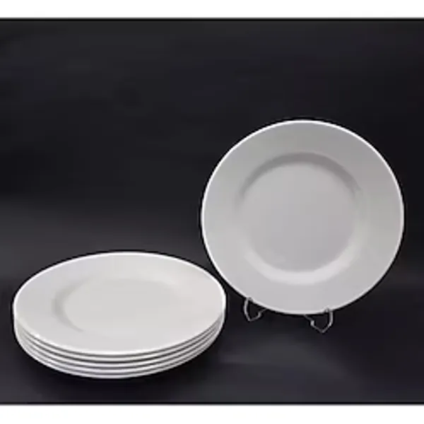 Istoç Türk 12 Adet Beyaz Melamin Büyükboy Servis Tabağı 24CM Sığ Tabak Günlük Kullanım İçin Hesaplı