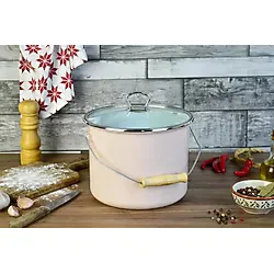 İtalyan Emaye Yoğurt Tenceresi Emaye Bakraç 20cm 5,25 lt Pembe