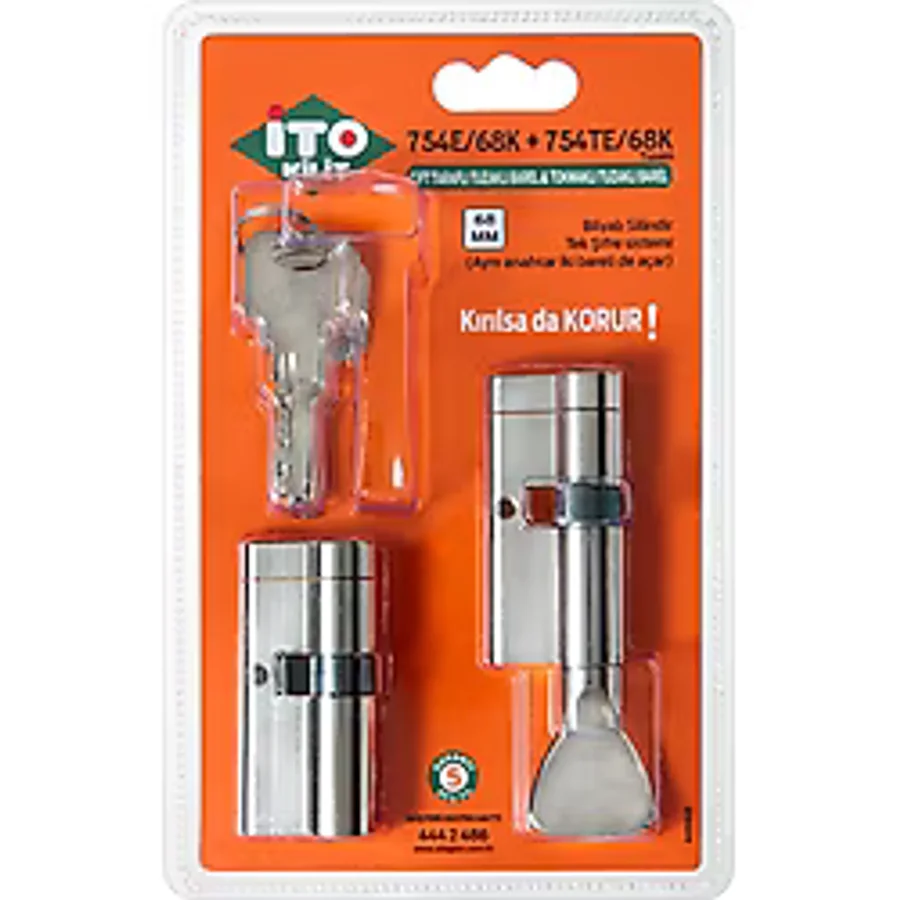 Ito 68 mm Tuzaklı Ikiz Silindir Barel Seti - Karşılıklı Açılır - Çelik Kapı Kilidi