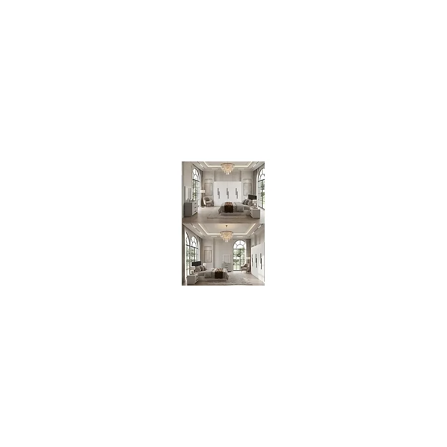 İyena Home Living Monza Bazalı Yatak Odası Takımı Beyaz Beyaz