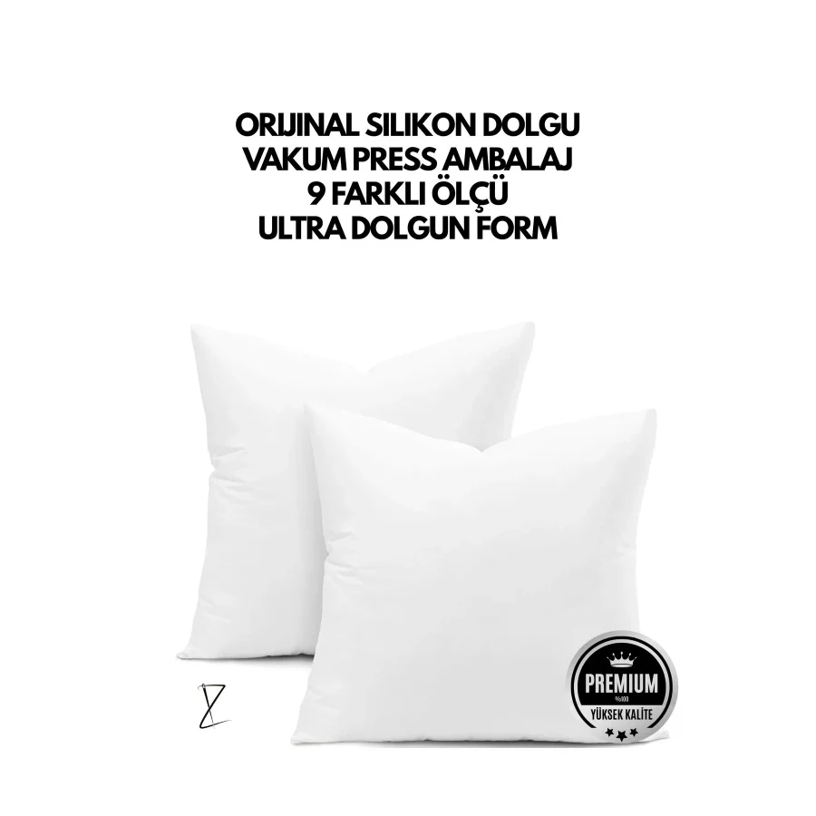 İz Home 2 Adet Premium Ultra Dolgun Kare Kırlent İç Yastık Orijinal Silikon Dolgu Koltuk Köşe Yastık