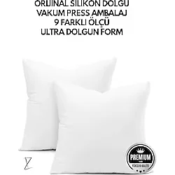 İz Home 2 Adet Premium Ultra Dolgun Kare Kırlent İç Yastık Orijinal Silikon Dolgu Koltuk Köşe Yastık