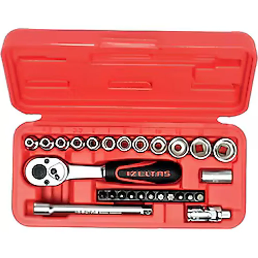 İzeltaş 14000 005132 1/4'' 27 Parça Altı Köşe Lokma Anahtar ve Bits Seti