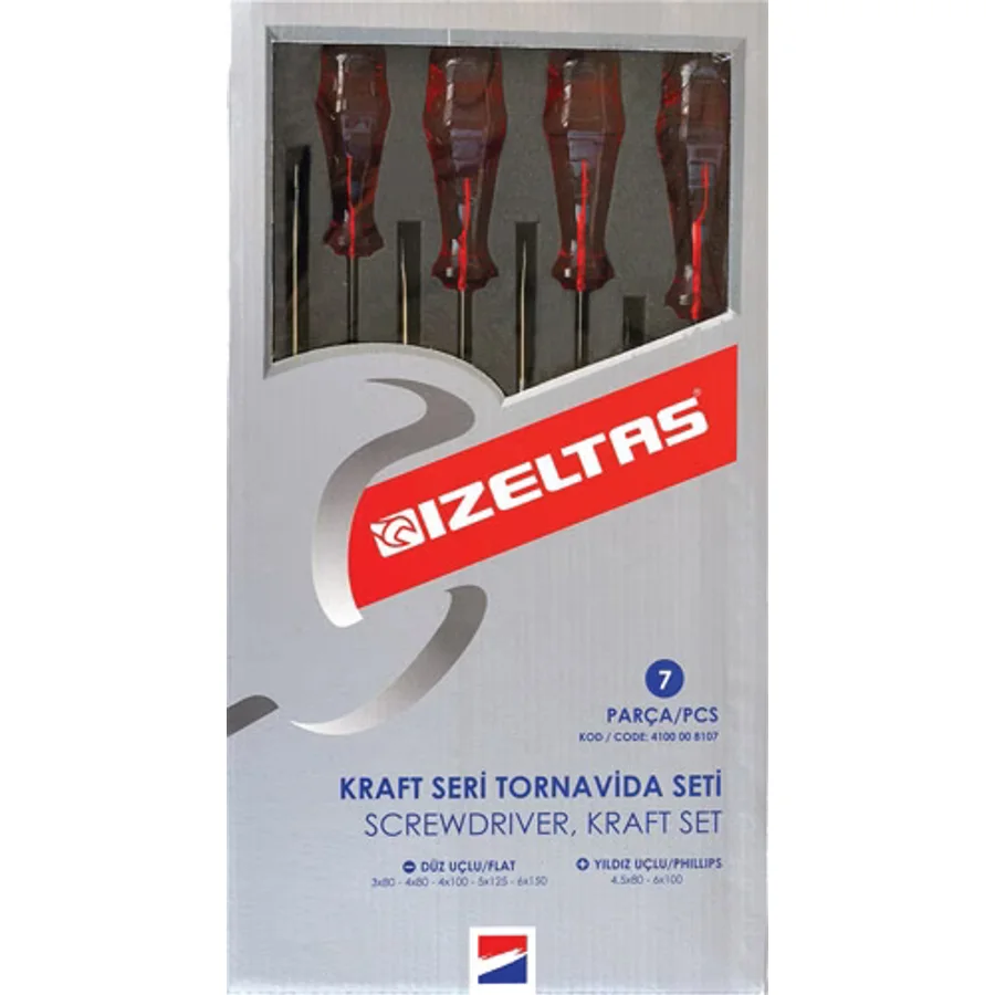 İzeltaş 4100 Kraft Seri 7 Parça Tornavida Takımı