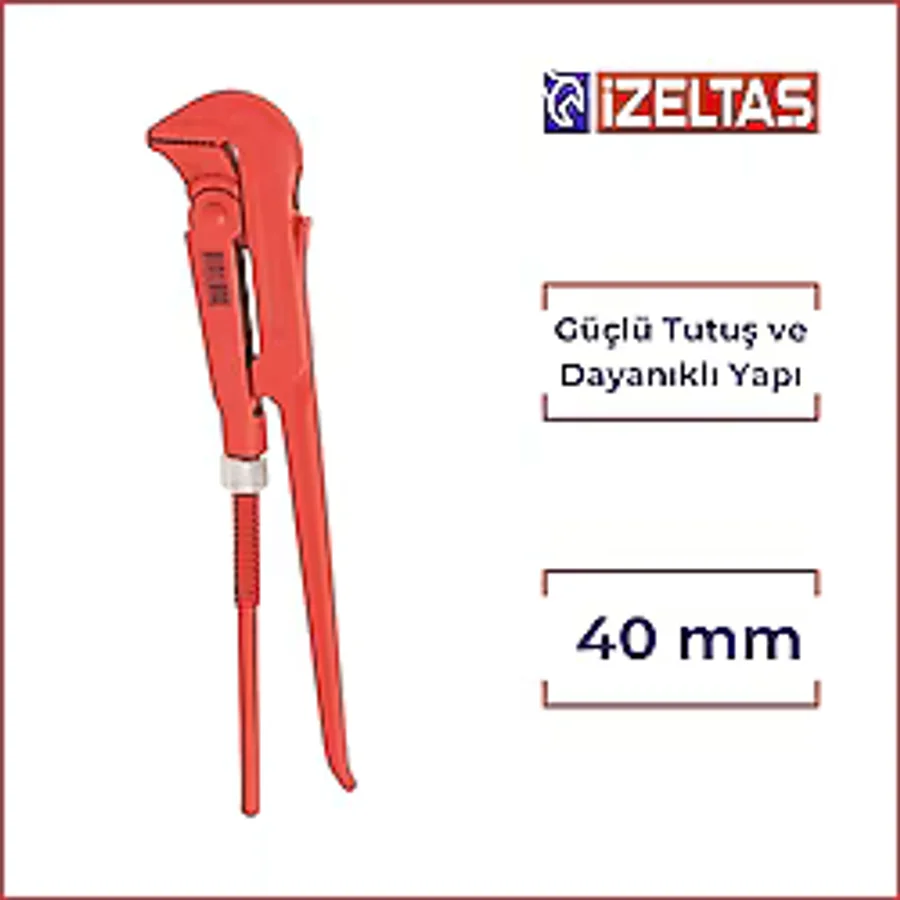 Izeltaş Maşalı Boru Anahtarı, 40 Mm, Güçlü Tutuş ve Dayanıklı Yapı
