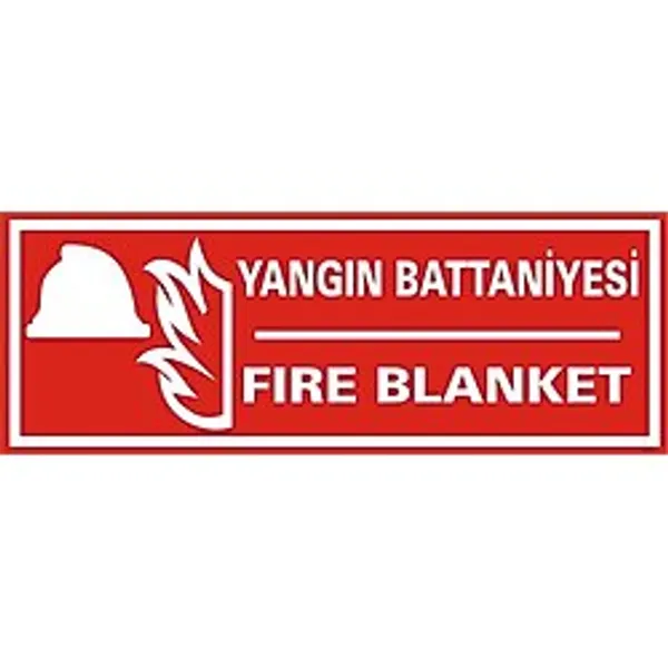 Izmir Serigrafi Yangın Battaniyesi / Fire Blanket 2.6 mm PVC Uyarı Levhası 17 x 35 cm