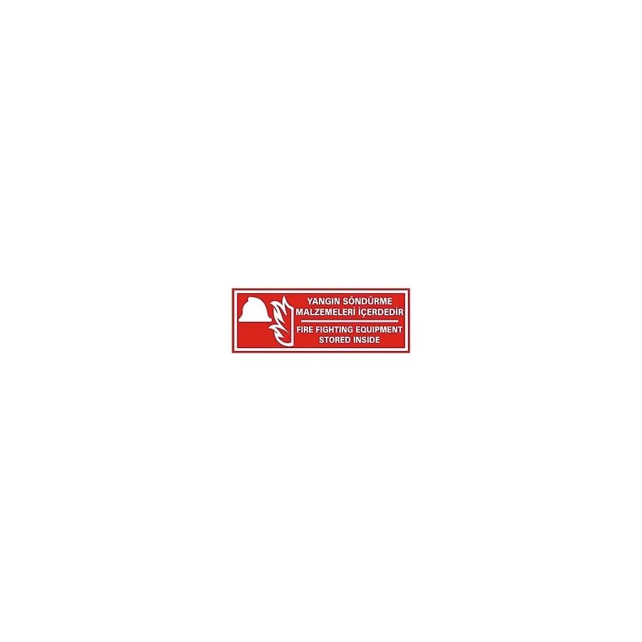 Izmir Serigrafi Yangın Söndürme Malzemeleri Içeridedir / Fire Fighting Equipment Galvaniz Uyarı Levhası 17 x 35 cm