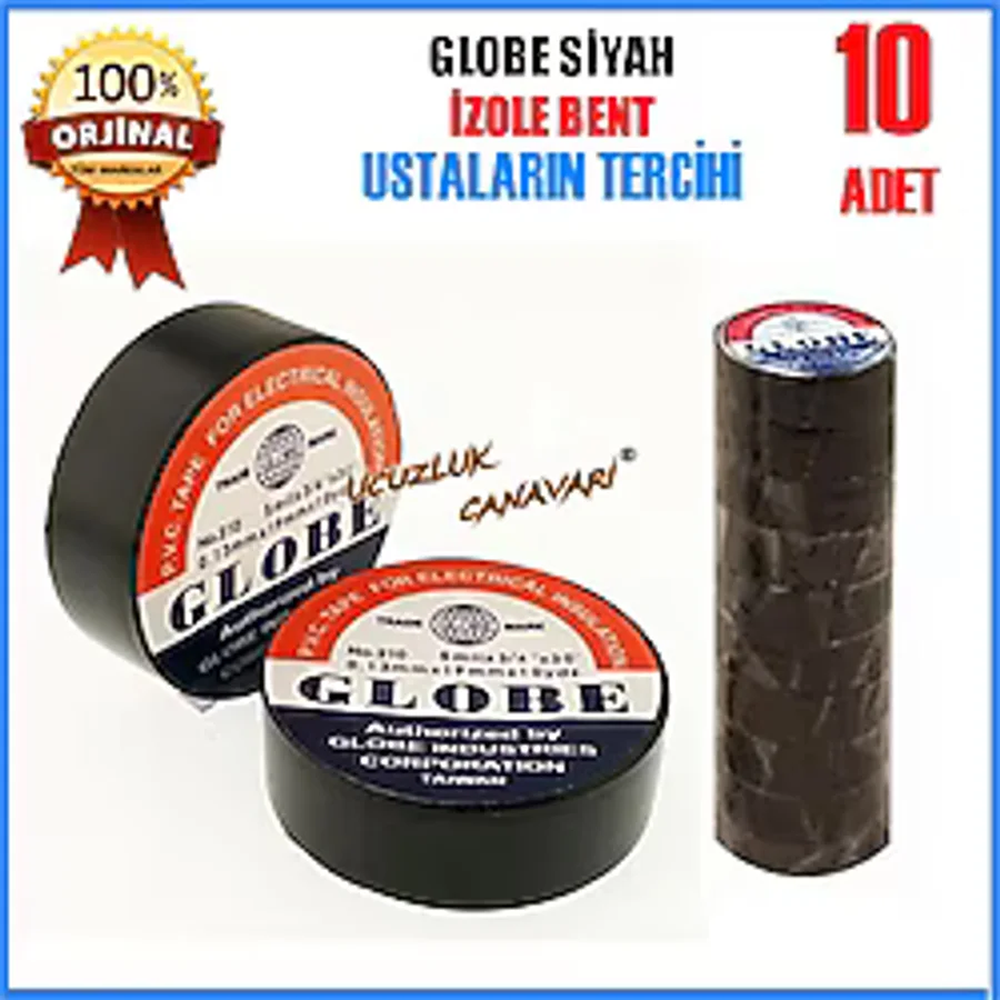 İZOLE BANT GLOBE SİYAH (10 ADET)