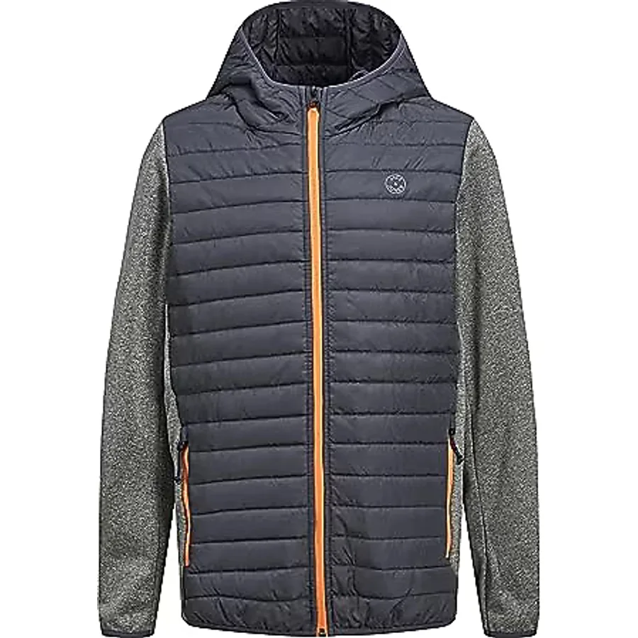 JACK & JONES Erkek çocuk kapitone ceket, Gri melanj/Detay: SET-IN LEEVES, 164