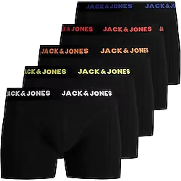 JACK & JONES Erkek seti, 5'li paket, boxer şort, streç külot, basic jarse iç çamaşırı, Siyah/Detay: Siyah, S