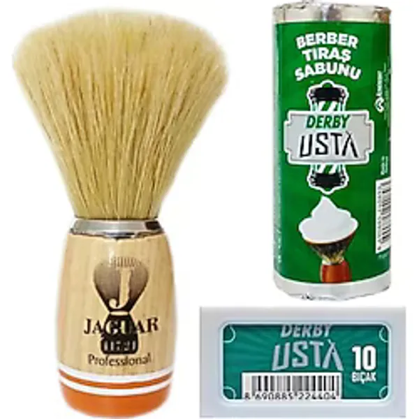 Jaguar 117/24 Profesyonel Ahşap Saplı Doğal Kıl Tıraş Fırçası,%100 Doğal Kıl