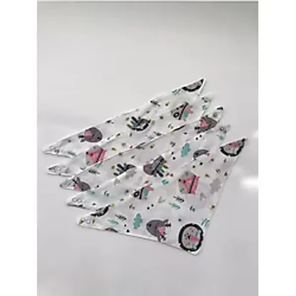 Jaju Baby %100 Organik Pamuk Çift Katlı Müslin Bez, Aslan Desenli, Çıtçıtlı, 5 Adet, Çok Renkli