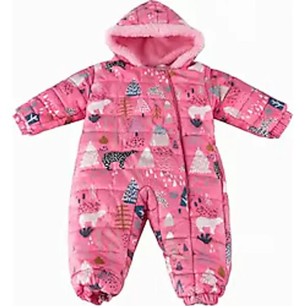 Jaju Baby Desenli Kapüşonlu Bebek Astronot Tulum, Pembe, 9 Ay