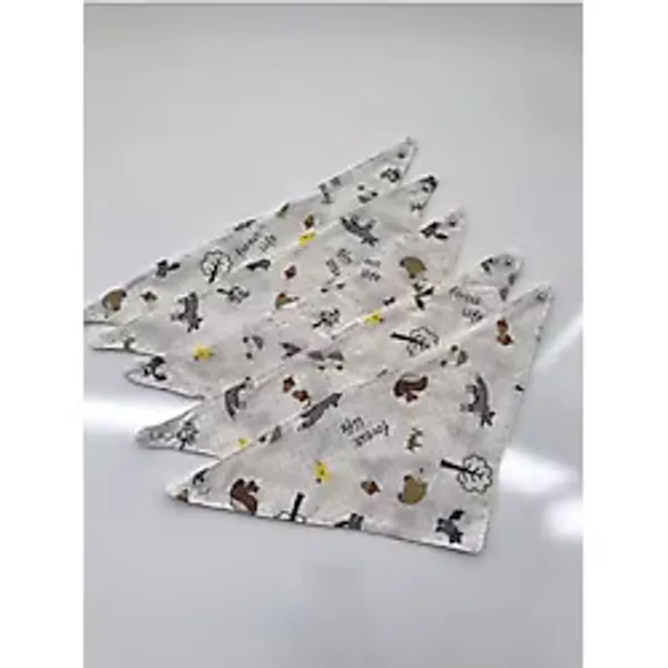 Jaju Baby Organik Pamuk Çift Katlı Müslin Bez, Tilki Desenli, Çıtçıtlı Bebek Salya Önlük, 5 Adet, Bej