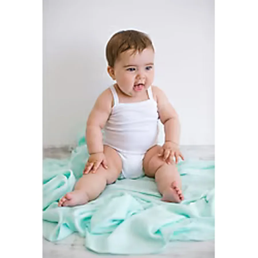 Jakarlı Müslin Battaniye 120 x 120 Mint Yeşili