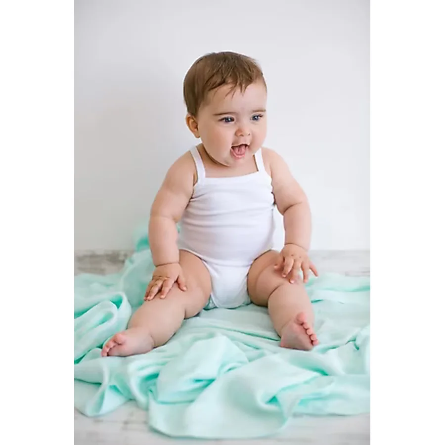 Jakarlı Müslin Battaniye 120 x 120 Mint Yeşili