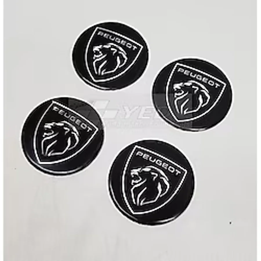 Jant Göbeği Arma/Yapıştırma Peugeot Alüminyum Siyah Yeni 4Lü 60Mm