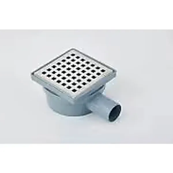 Japar Yer Süzgeci Duş Gideri Banyo Gideri 10X10 Yandan 50 Çıkışlı Paslanmaz Izgaralı Düşük Taban