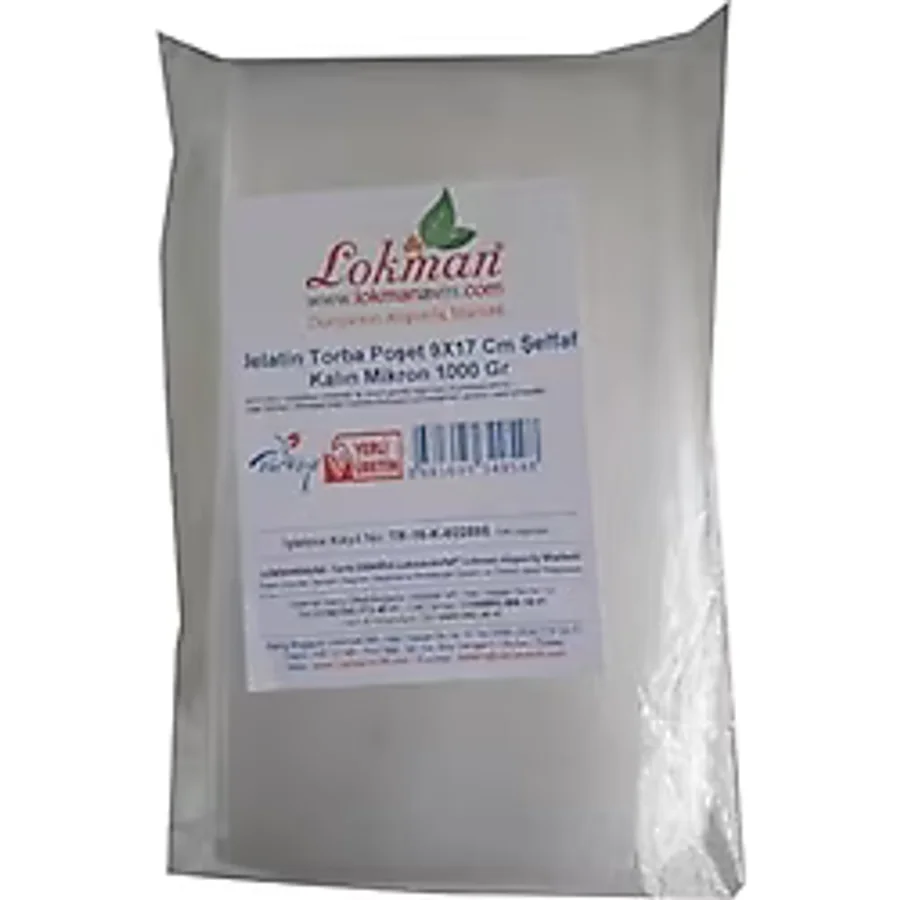 Jelatin Torba Poşet 9X17 Cm Şeffaf Kalın Mikron 1000 Gr 1 Paket