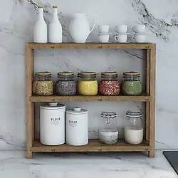 Jest Dekor Konsept Simge Atlantik Çam 3 Katlı Ahşap Mutfak Rafı/baharatlık - Çok Amaçlı Dekoratif Banyo Rafı, Organizer, Çiçeklik/saksılık - Demonte ve Kolay Montaj