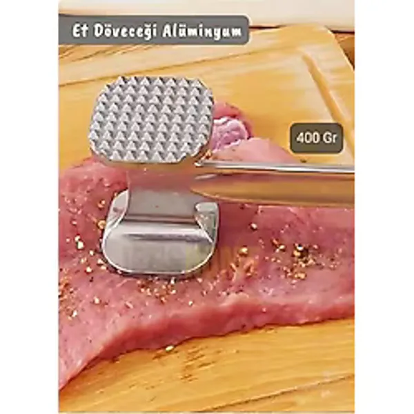 Jet's Home Et Döveceği Alüminyum Saplı Et Terbiyeleme Et Yumuşatma Çift Taraflı Alüminyum 400 Gr