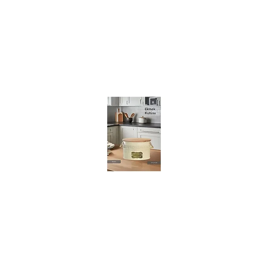 Jet's Home Metal Saklama Kutusu Ekmek Sepeti Organizeri 27x27x19 Krem