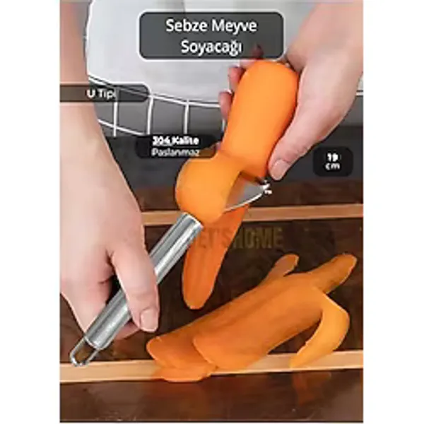 Jet's Home Sebze Soyacağı Paslanmaz Meyve Soyacağı U Tipi Soyacak Çelik 19 cm