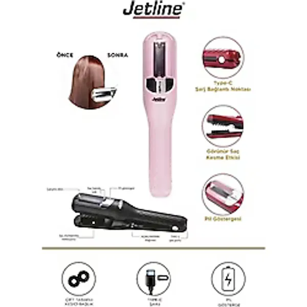 Jetline Saç Kırığı Kırık Alma Makinesi Profosyonel Seri Şarjlı Kablosuz Teknoloji - Pembe