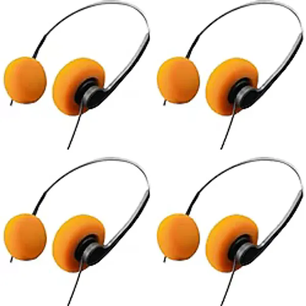 Jinshining 4 Adet Turuncu Retro Kulak Üstü Kulaklık, Vintage Feelings Balenli Kulaklık, Retro Hafif Kulaklıklar, Hi-Fi Stereo Kulaklık Kulaklığı, Walkman, Çoğu Cep Telefonu için Çalma Pevices Kulaklık