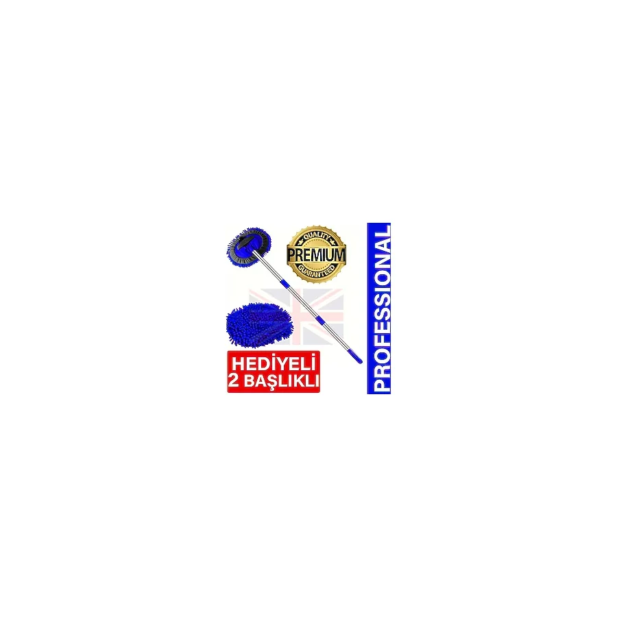 Jo Moyner Araba Yıkama Fırçası Mikrofiber Yedek Bezli Teleskopik Saplı Premium 120CM Kaliteli