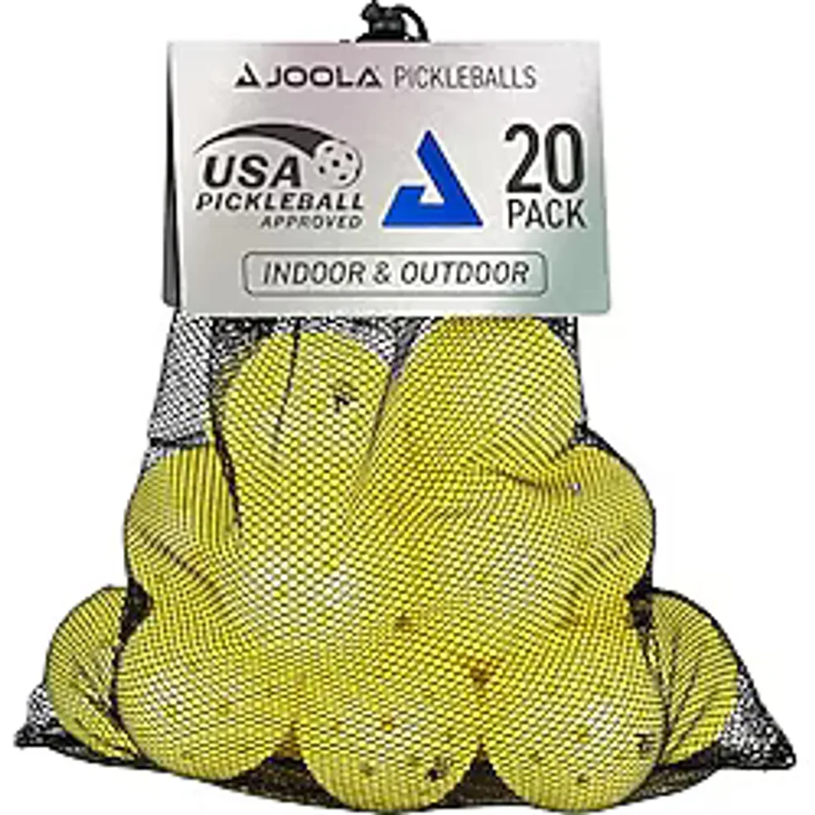 JOOLA Primo Pickleball Topları - 20'li Paket 3 Yıldızlı Turnuva İç ve Dış Mekan Pickleball Topları - USAPA Onaylı - İdeal Ağırlıkta ve Hassas İşlenmiş 40 Delikli Tasarım Pickleball Resmi Boyut