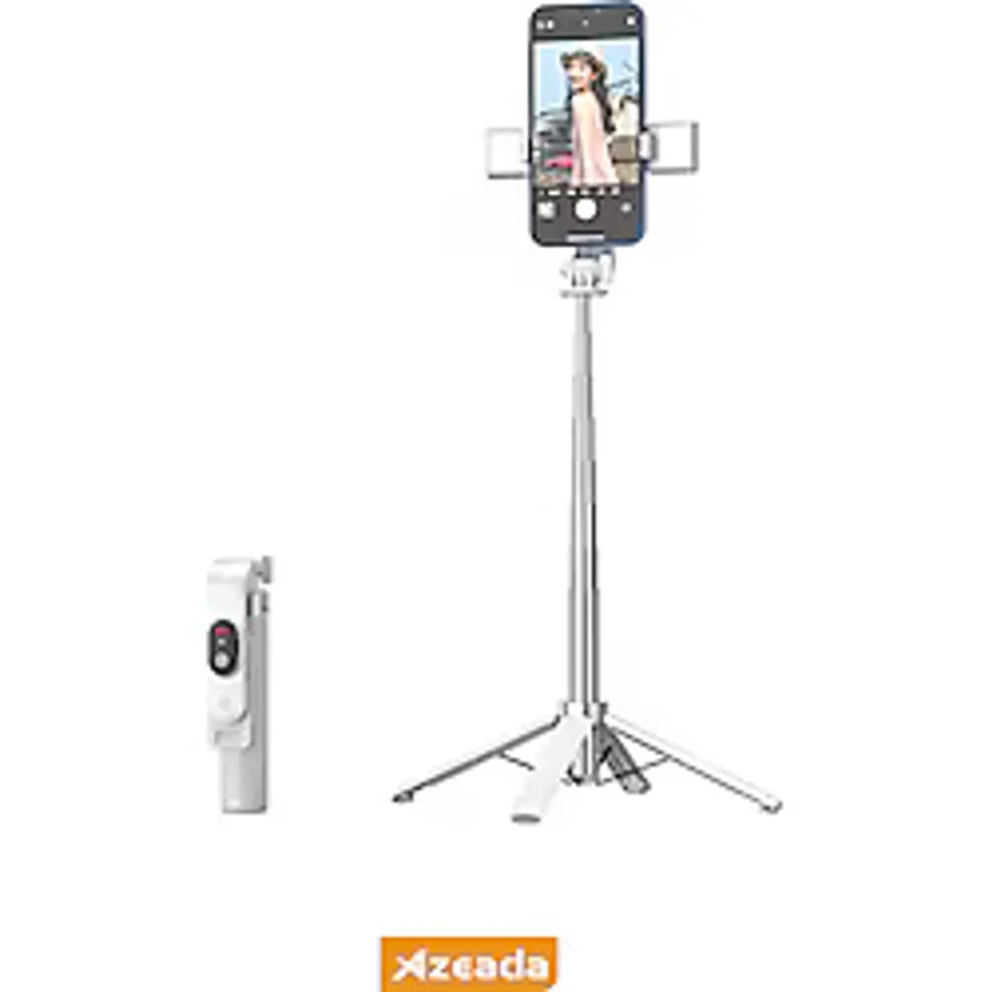 Jopus Bluetoothlu ve Şarjlı Kumandalı LED Işıklı Selfie Çubuğu Tripod Özellikli Beyaz PD-P06-V2