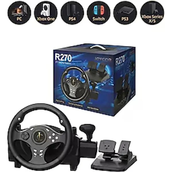 JOYCOR R270 Oyuncu Direksiyon Seti 270 Derece Dönüş - PC, PS4, PS3, Xbox One, Xbox Series X/S Uyumlu