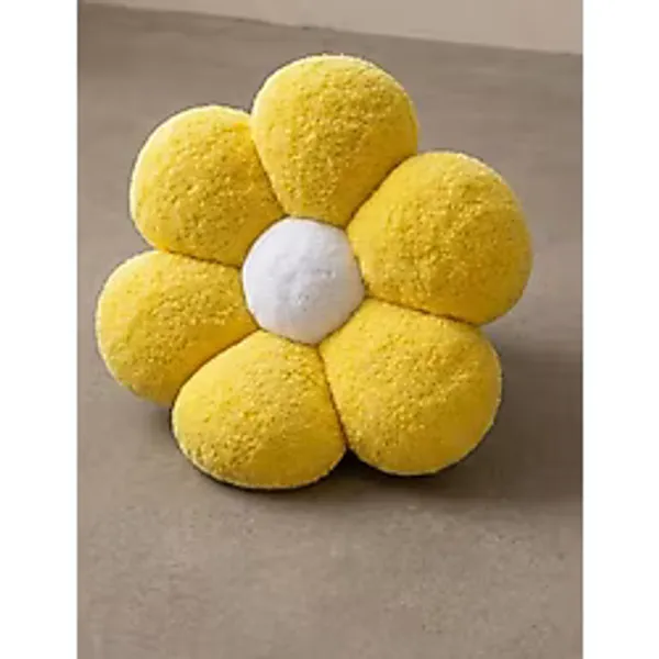 Ju Yaratıcı Tasarım Soft Pelüş Papatya Dekoratif Yastık Bahar Şıklığında Kırlent Ve Minder Sarı 45X45 Çapında