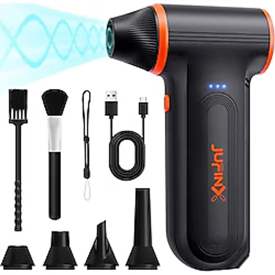 Jufinx Turbo Fan, Şarjlı Hava Kompresörü, 150.000RPM, 3 Güç Modu, 52m/s Güçlü Üfleme, Bilgisayar - Araba - Klavye Temizliği için Güçlü Toz Üfleyici