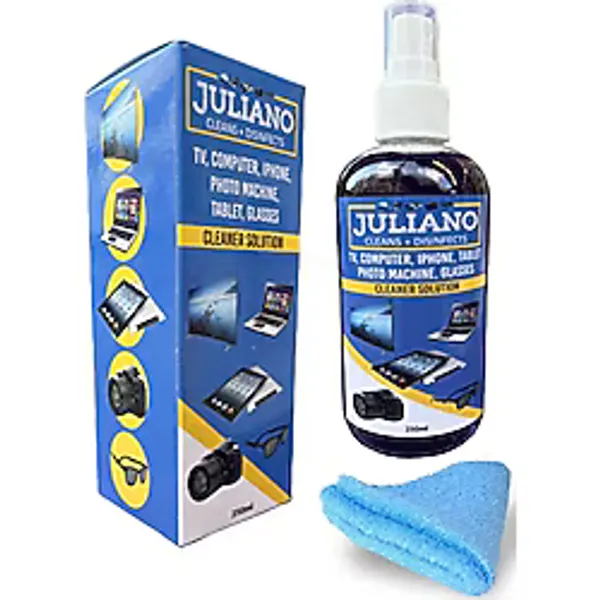 JULIANO Lcd, Led, Ekran, Laptop, Tablet, Bilgisayar, Televizyon, Cep Telefonu, Gözlük, Kamera, Koruyucu Ve Parlatıcı Doğal Temizleme, Temizlik Seti - 250 Ml Temizleyici