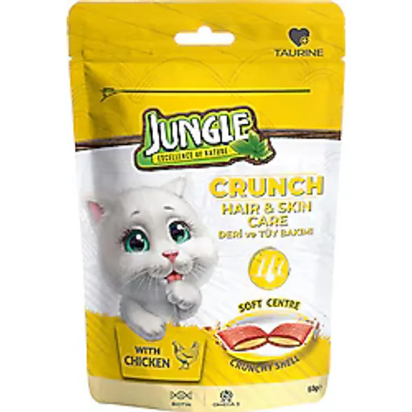 Jungle Crunch Deri ve Tüy Bakımı 60 gr Kedi Ödül Maması
