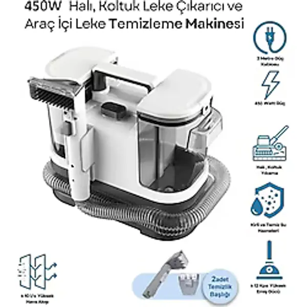 Junglee 450W Islak Kuru Halı ve Koltuk Yıkama Makinesi Vakumlu Araç Içi Leke Temizleme Makinesi Spot