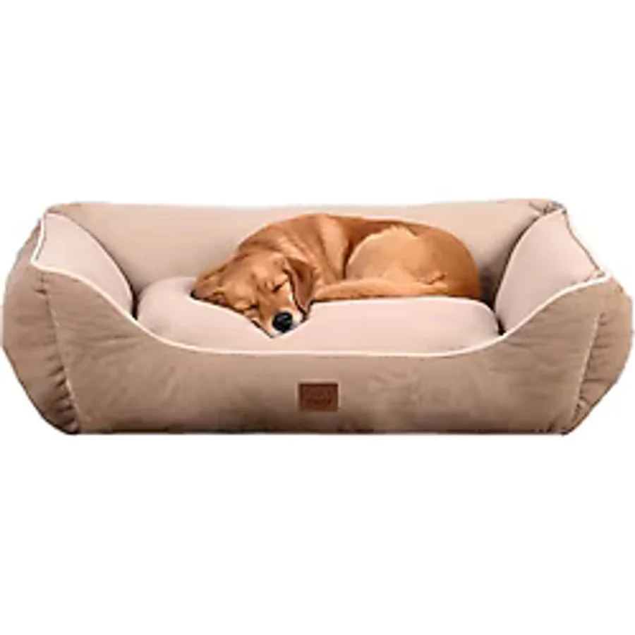 Jungolica Pet Products Lucy, Çift Taraflı Minderli, Ultra Yumuşak, Kaydırmaz Tabanlı, Yıkanabilir Kedi ve Köpek Yatağı - Bej - Kahverengi - XL