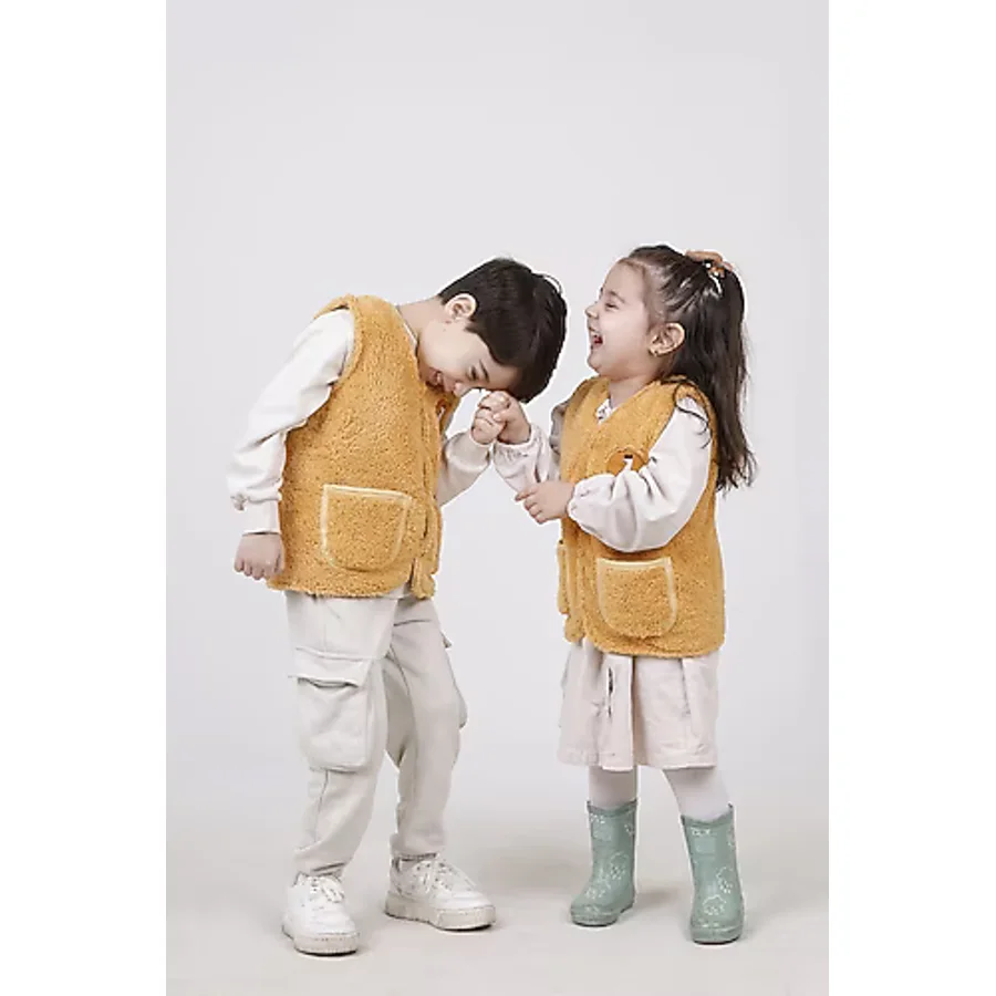 JUNİPERUS Nakışlı Peluş Polar Bebek Çocuk Yelek Wellsoft Yelek