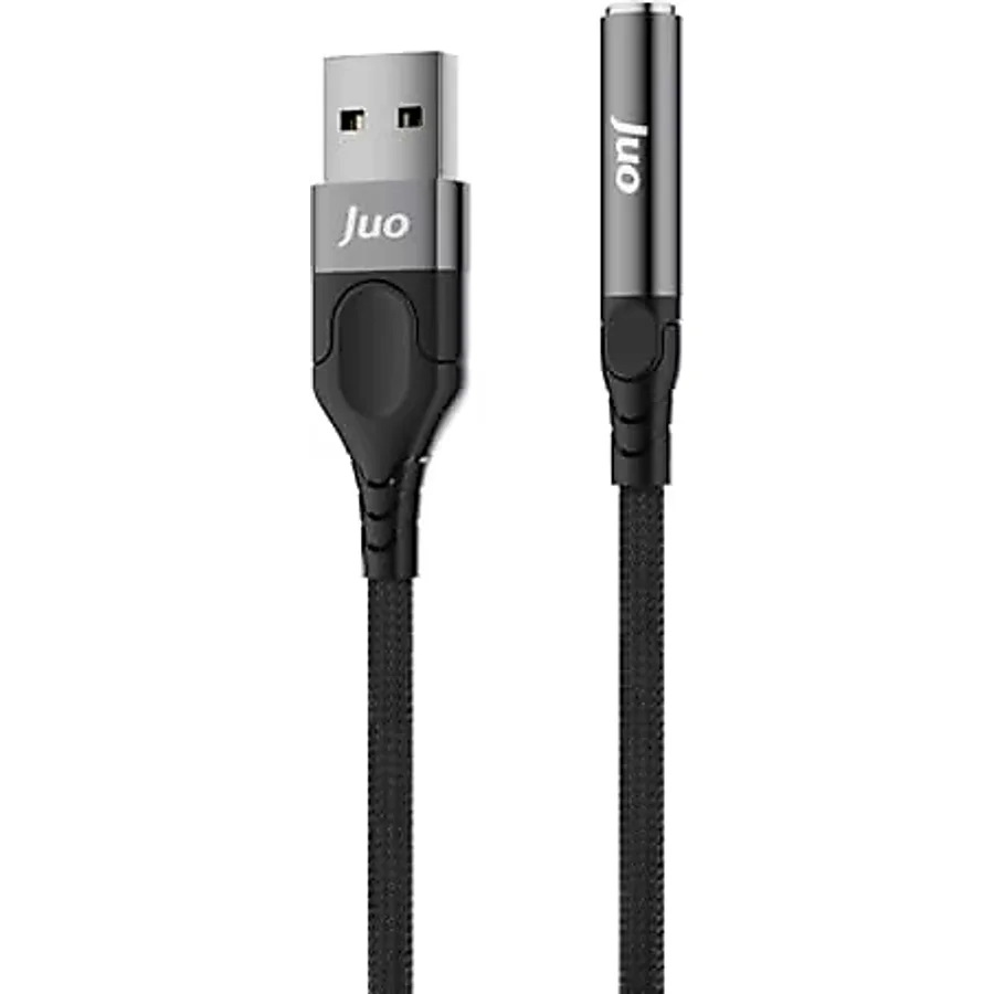 Juo Usb-A To 3.5mm Jack Kulaklık Mikrofon Aux Dönüştürücü Harici Ses Kablosu