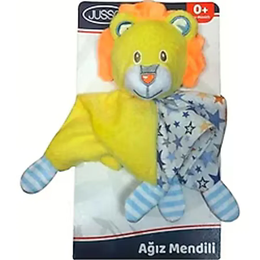 Jusso Toys Peluşlu Ağız Mendili - Sarı Aslan Sarı